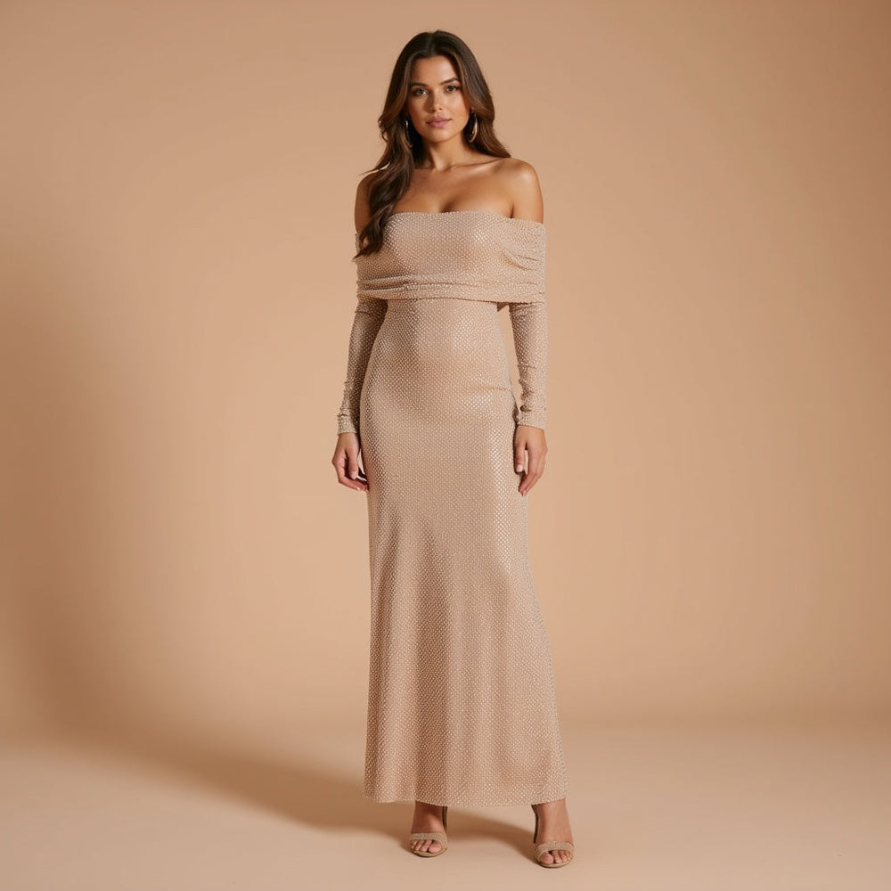 Manon - Off-Shoulder Diamante Dress